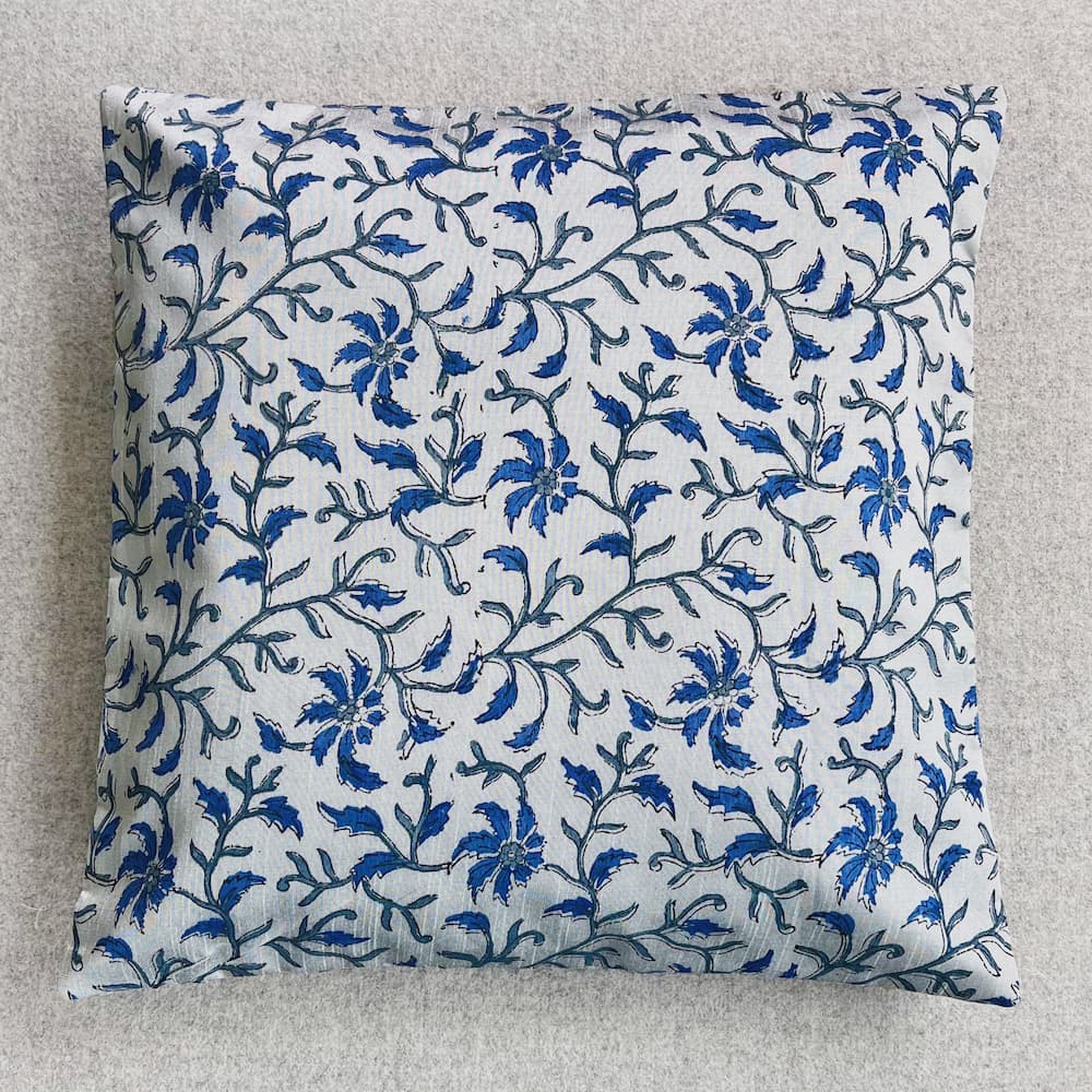 SILK Cushion cover - INDIGO/GREY