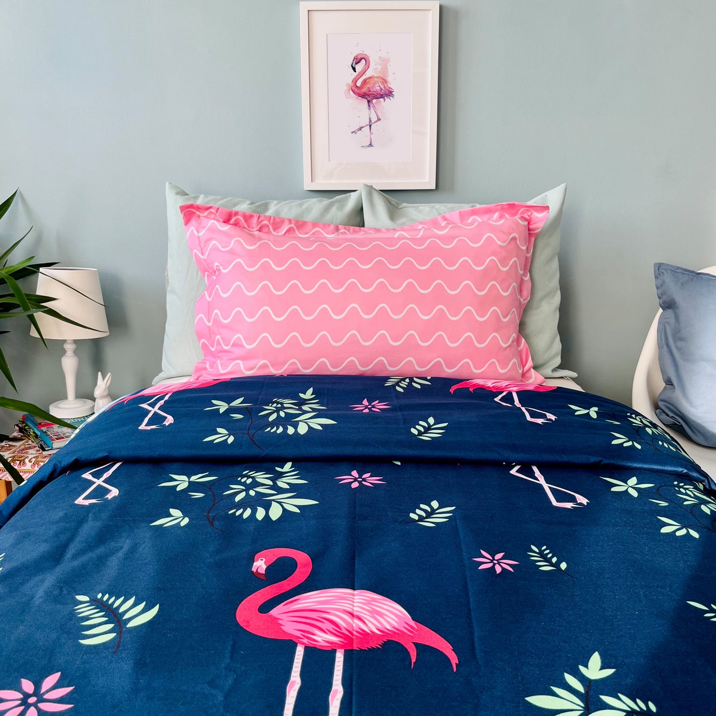 KIDS Flat Bedcover Set - FLAMINGO