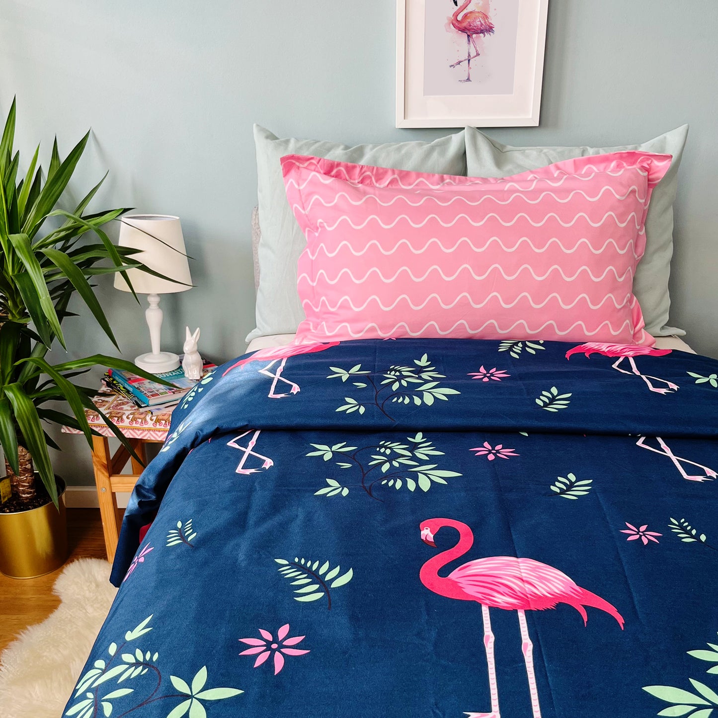 KIDS Flat Bedcover Set - FLAMINGO